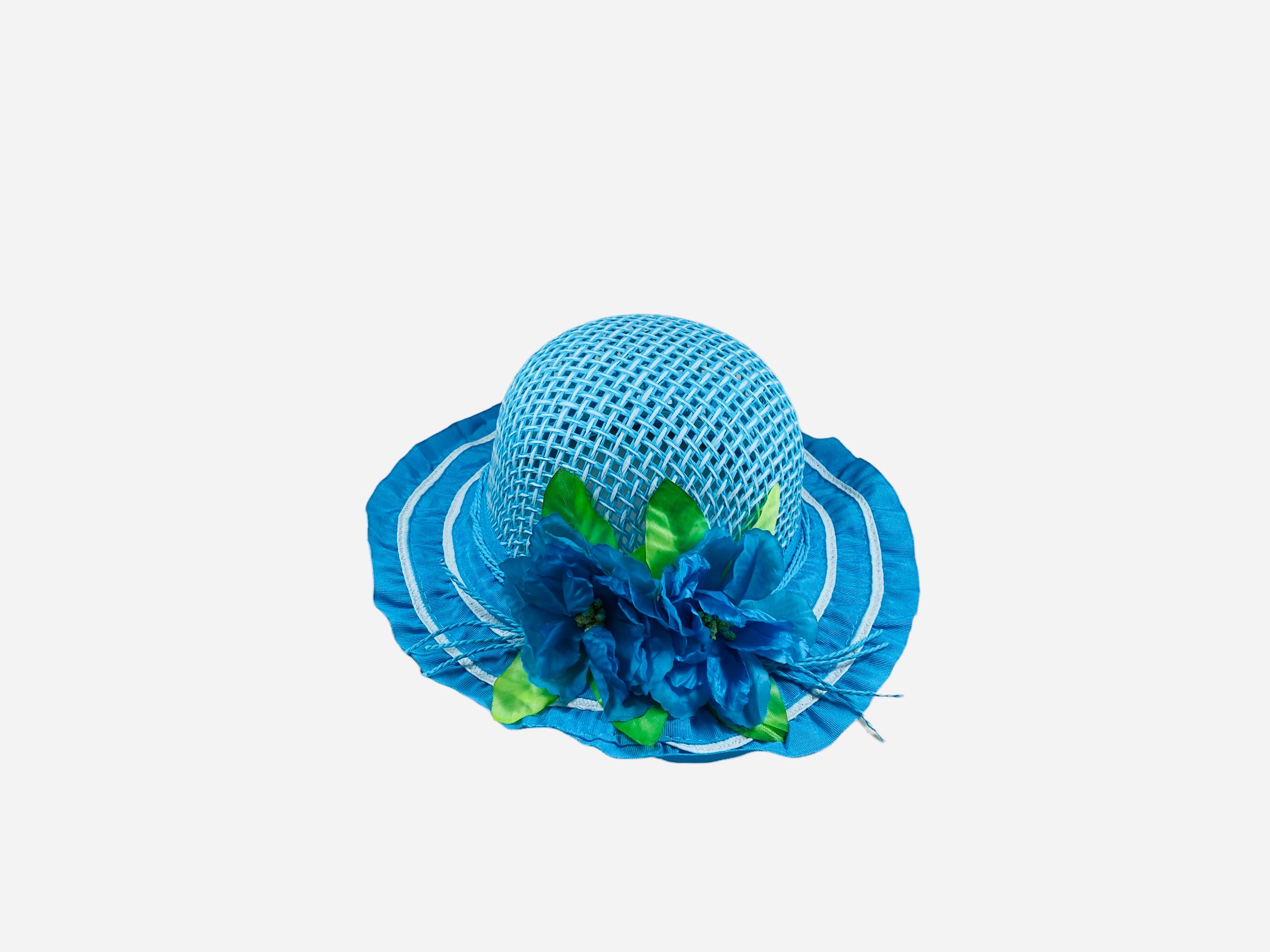 Girls Tea Party Dress Up Play Set with Blue Sun Hat, Boa, Long White Gloves