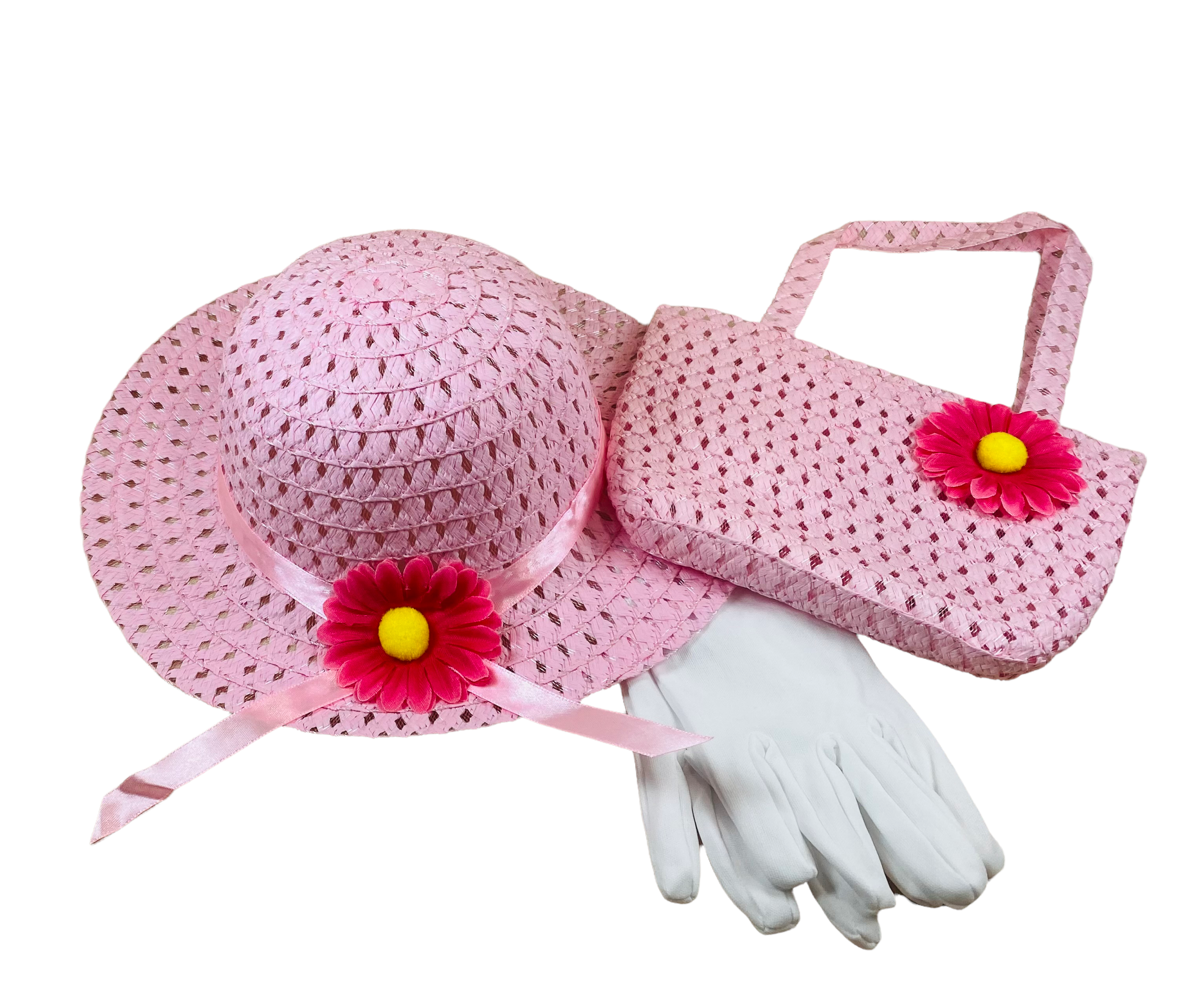 Girl's Dress Up Hat, Purse And Short Gloves