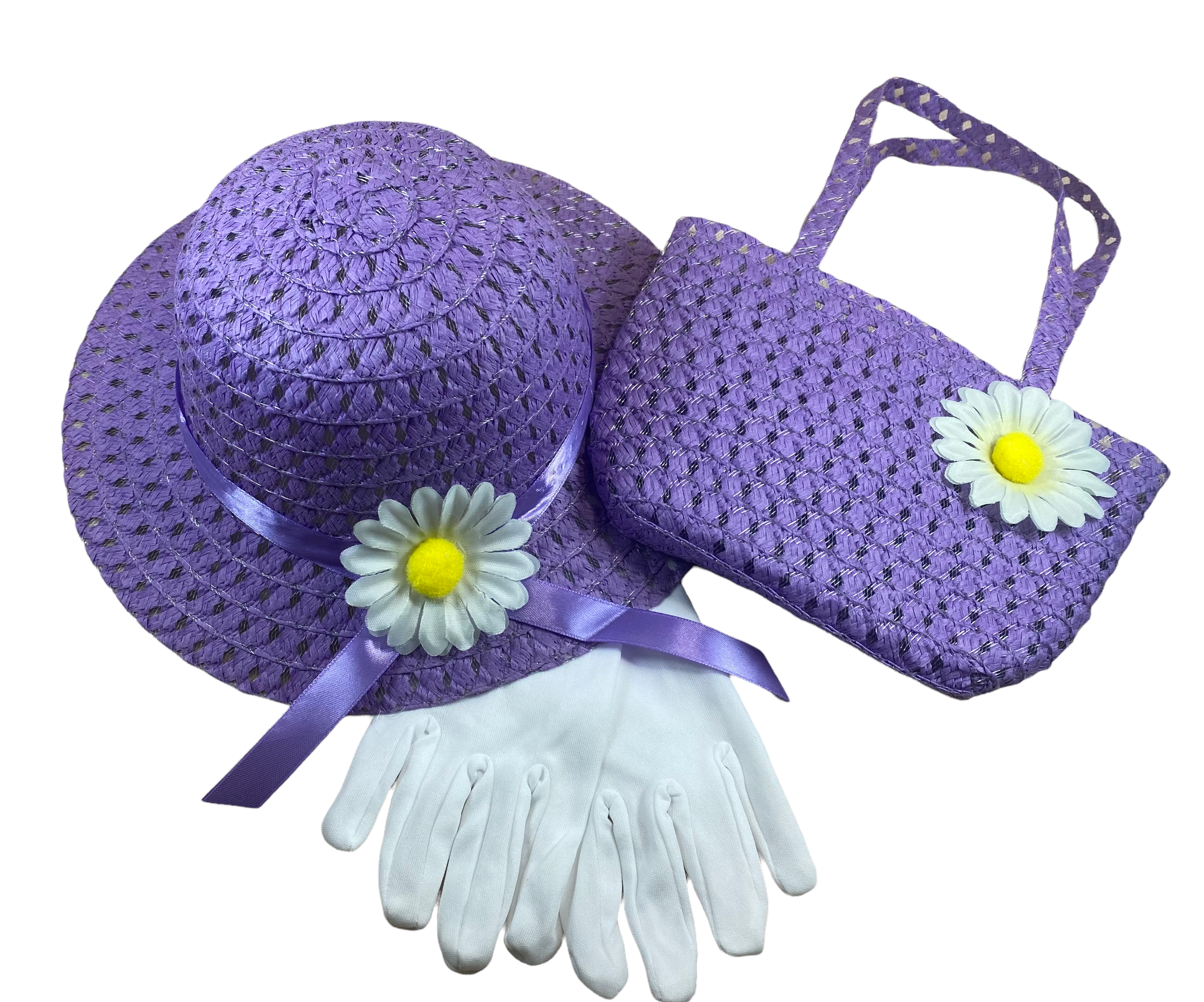Girl's Dress Up Hat, Purse And Short Gloves