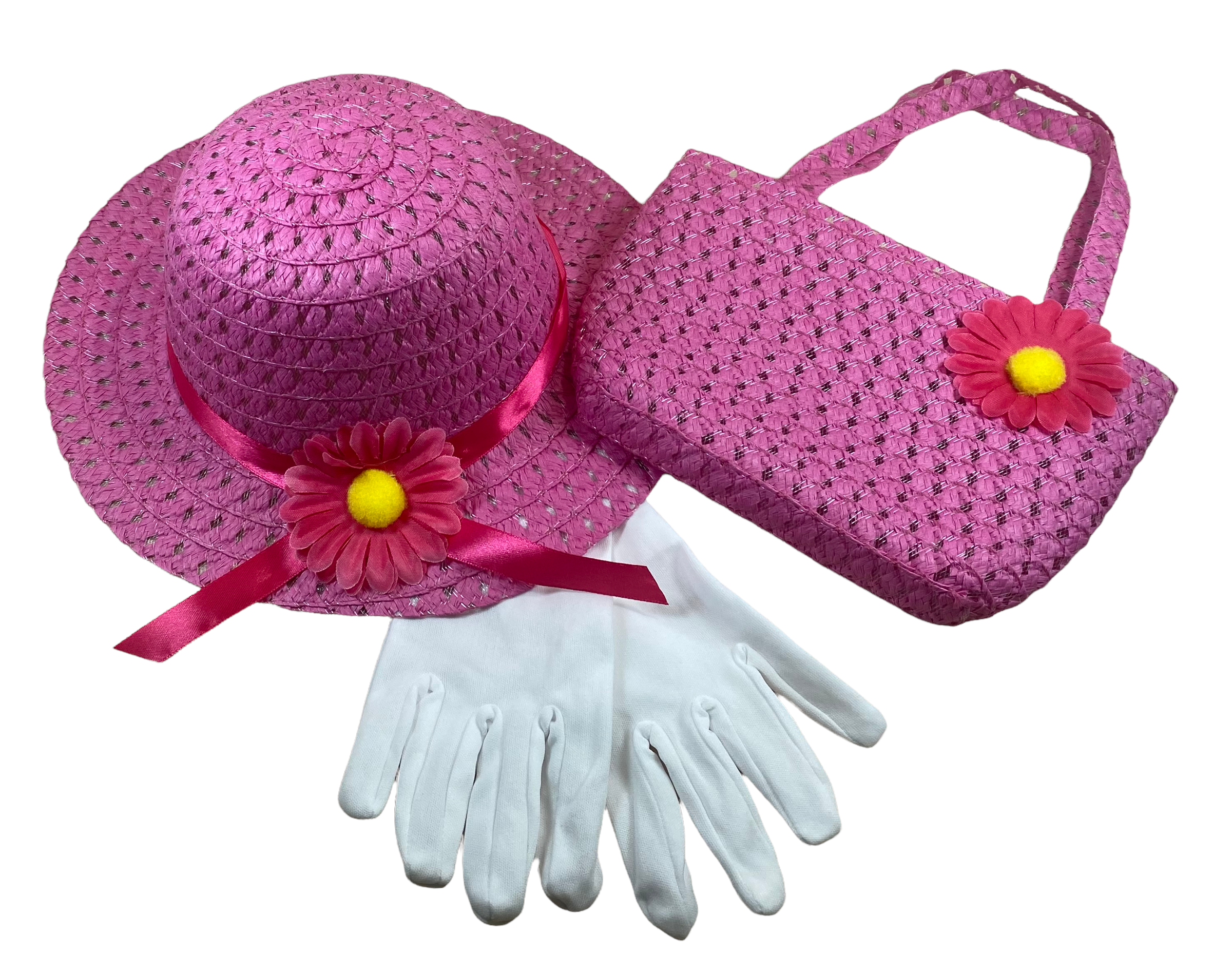 Girl's Dress Up Hat, Purse And Short Gloves