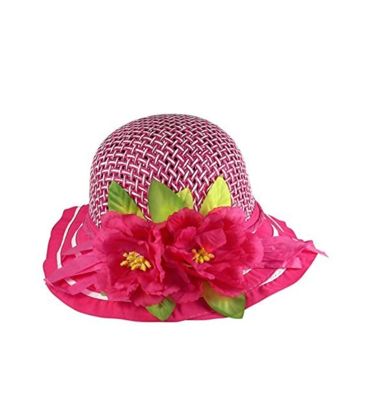 Girls Tea Party Dress Up Play Set For 2 with Sun Hats Gloves Hand Fans