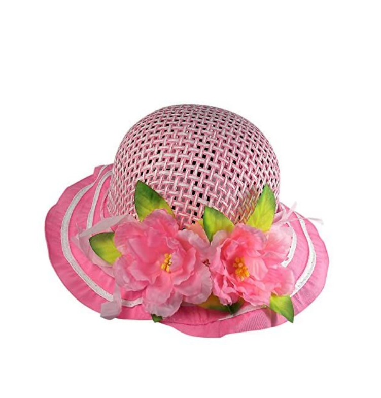 Girls Tea Party Dress Up Play Set For 2 with Sun Hats Gloves Hand Fans
