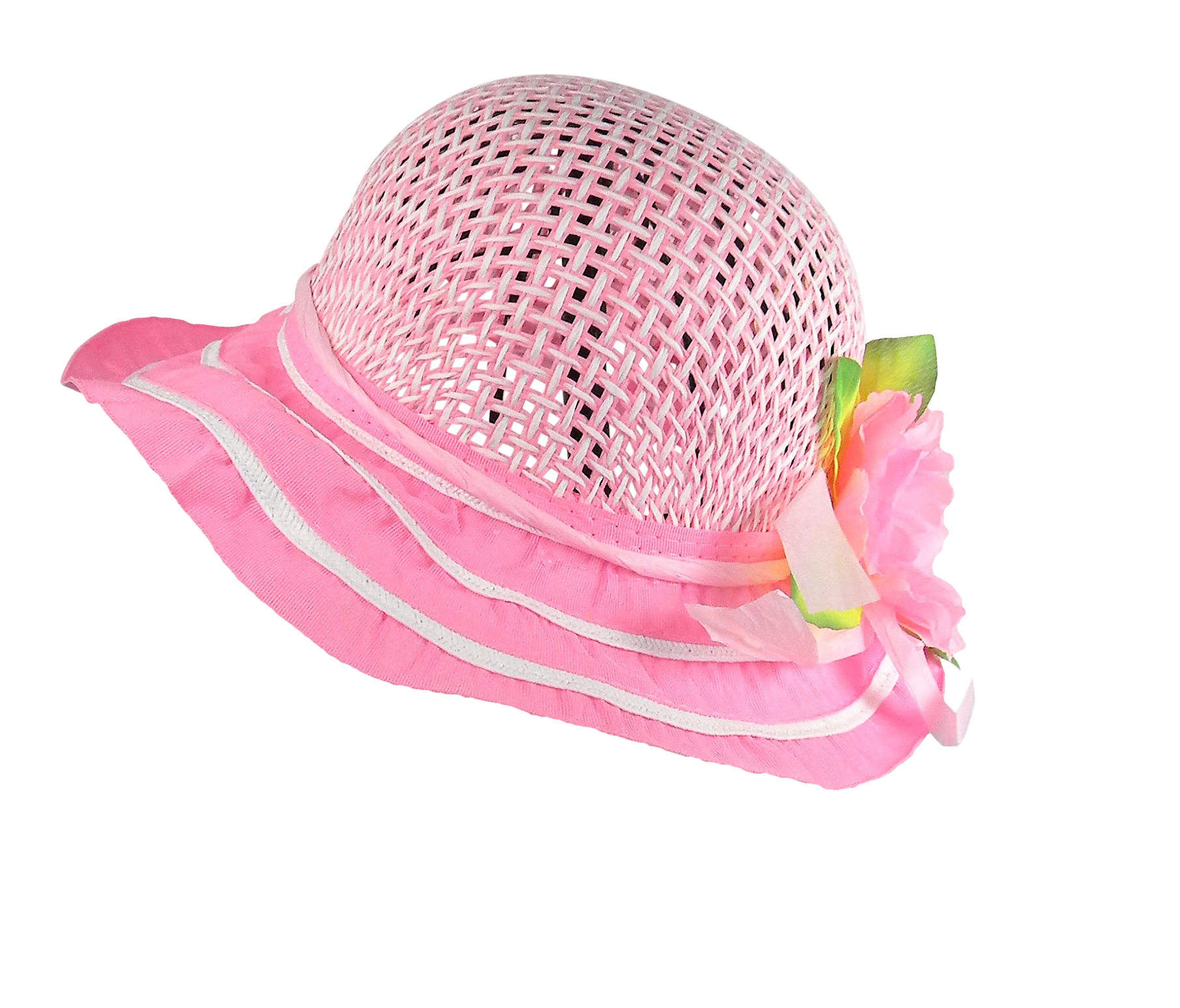 Girls Tea Party Dress Up Hat with Pink Boa Parasol and White Gloves