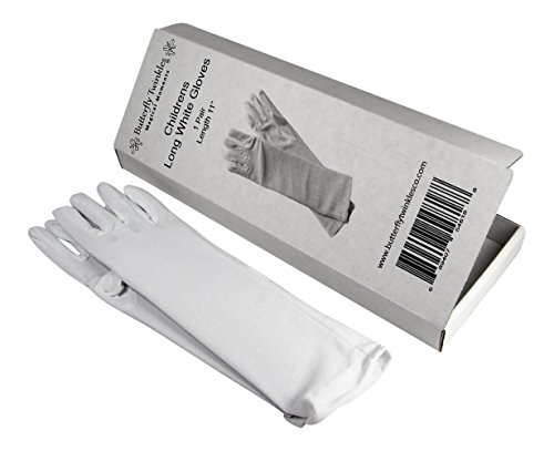 Girl's Long White Dress Up Gloves