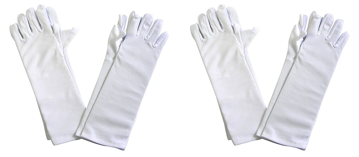 Set of 4 Long Dress Polyester Gloves for Tea Party Dress Up