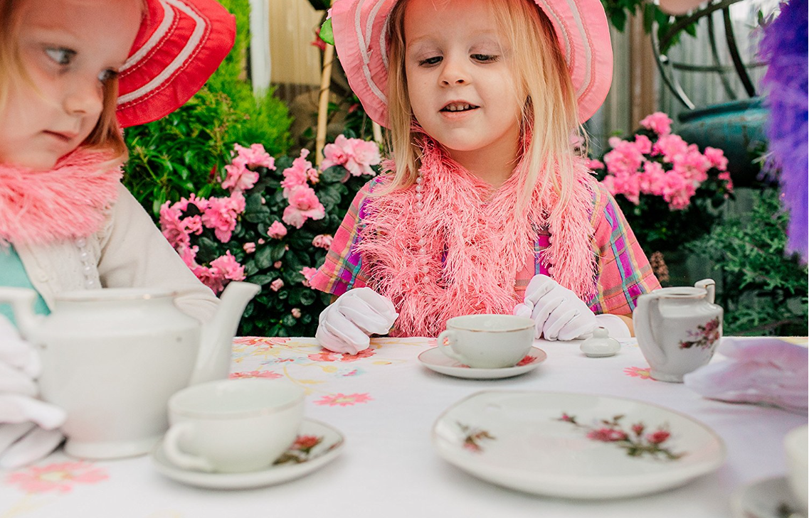 Set of 4 Long Dress Polyester Gloves for Tea Party Dress Up