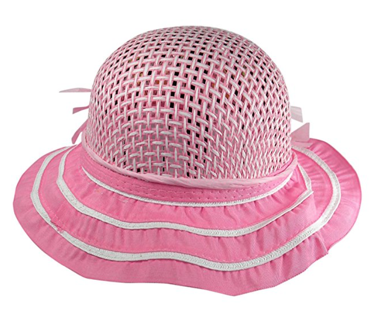Girls Tea Party Dress Up Play Set for Two with Pink Sun Hats and White Gloves