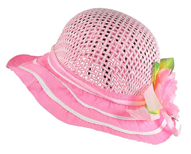 Girls Tea Party Dress Up Play Set for Two with Pink Sun Hats and White Gloves